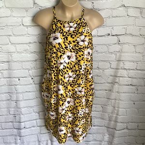 Rouge Size 4X Mustard Yellow Black Floral Dress
